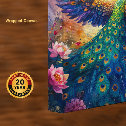 Radiant Rise – Peacock Prosperity Canvas Wall Art
