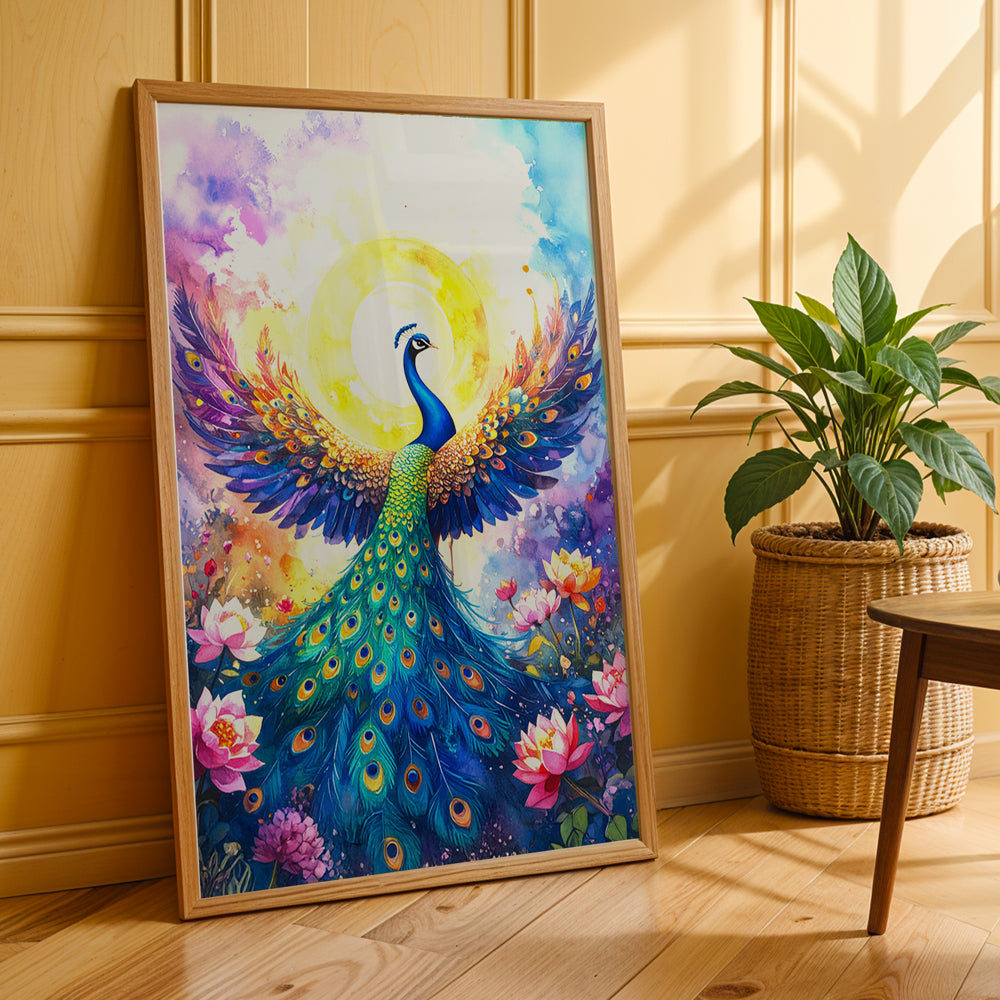 Radiant Rise – Peacock Prosperity Canvas Wall Art
