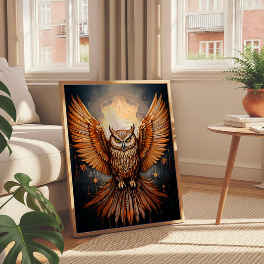 Divine Wisdom – Vaastu & Feng Shui Inspired Owl Canvas Art