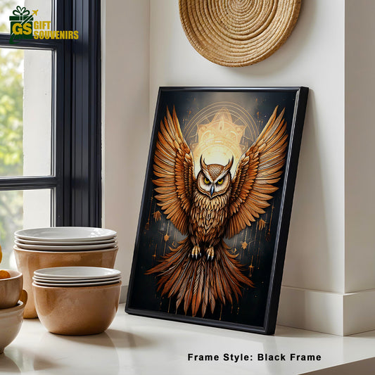 Divine Wisdom – Vaastu & Feng Shui Inspired Owl Canvas Art
