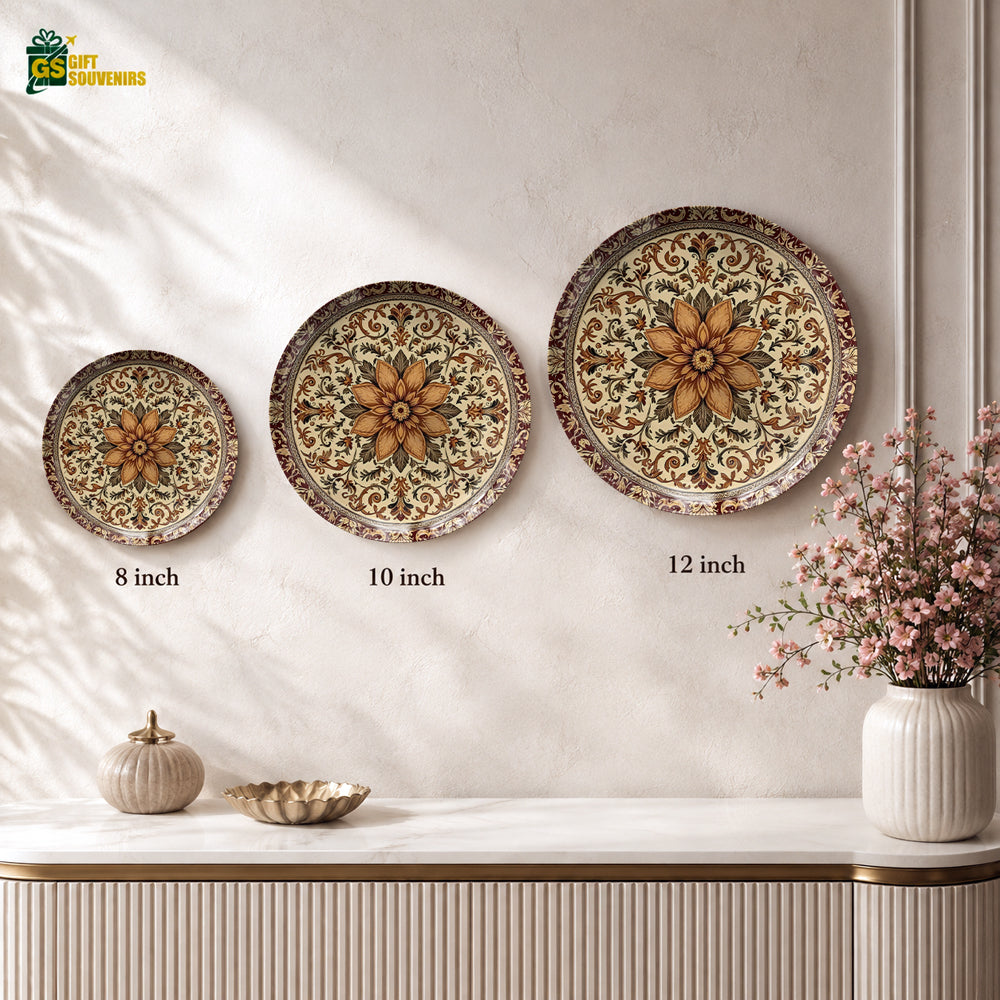 Mandala art ceramic wall plate souvenir with premium gift box and detailed ornamental artwork