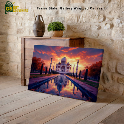 Radiance of Love – Taj Mahal Reflections at Dusk Canvas Wall Art