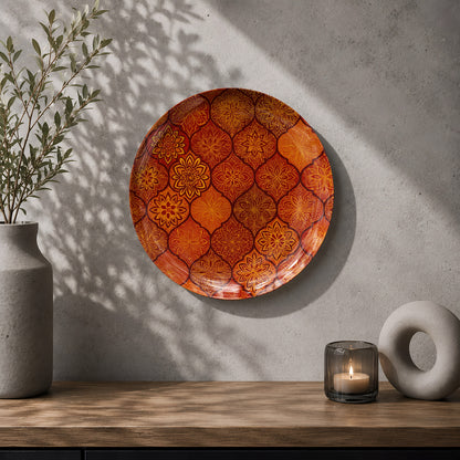 Floral Mosaic ceramic wall plate inspired by Indian floral art and traditional decorative patterns