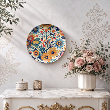 Floral ceramic wall plate souvenir for contemporary and elegant home décor