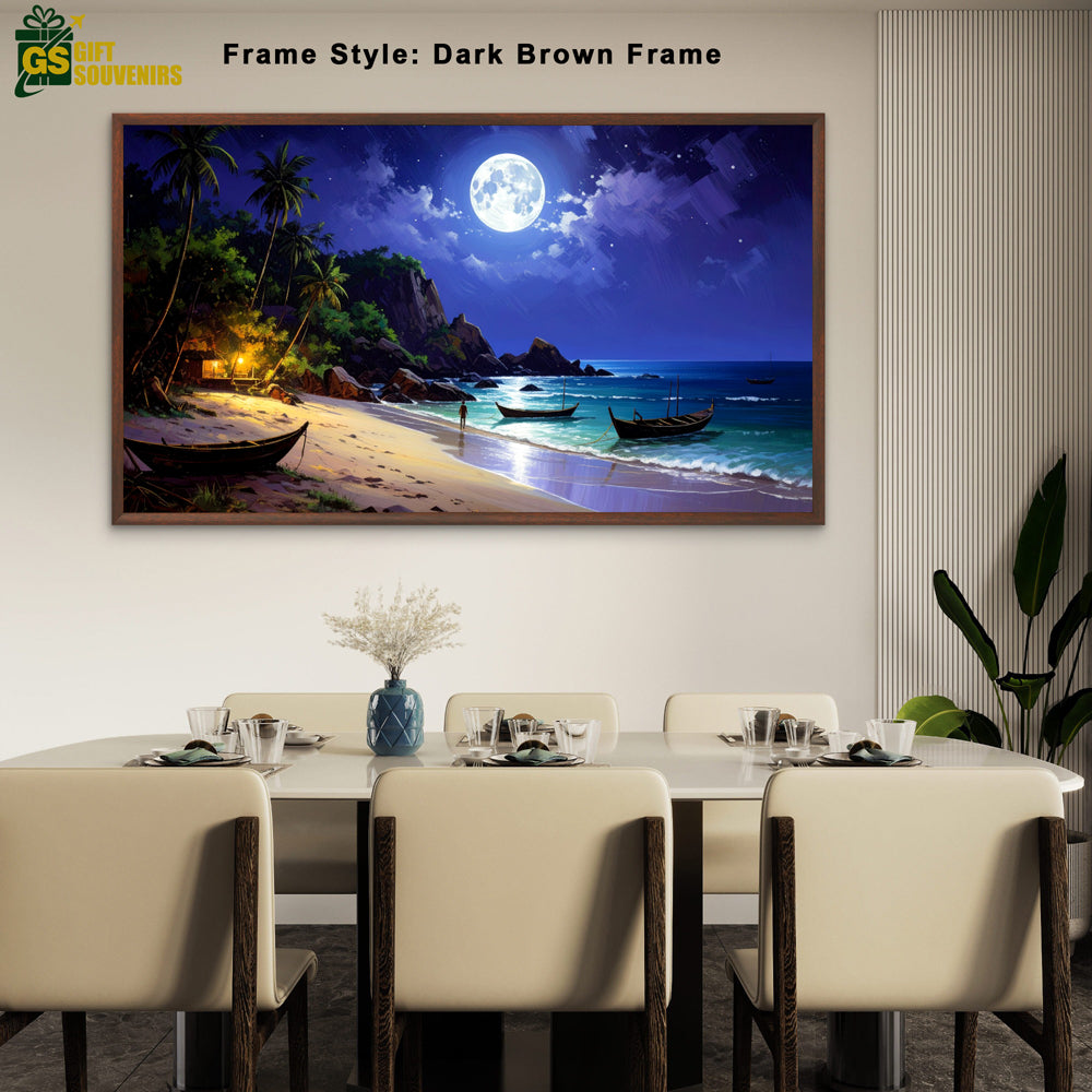 Moonlit Shores – A Night by the Sea Canvas Wall Art