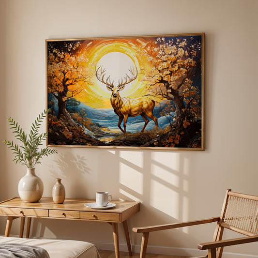 Majestic Dawn – Auspicious Energy Stag Canvas