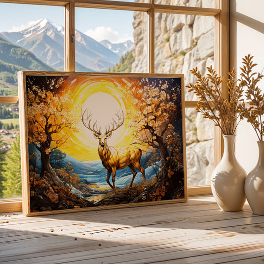 Majestic Dawn – Auspicious Energy Stag Canvas
