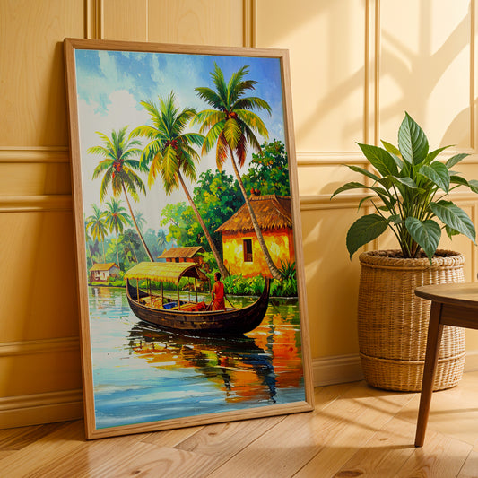 Whispers of Kerala – Backwater Harmony Canvas Wall Art