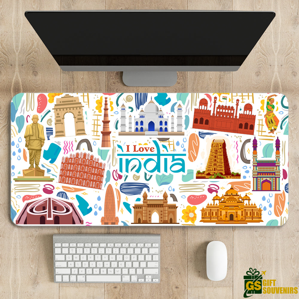 I Love India – Illustrated Heritage Desk Pad | Desk Mat