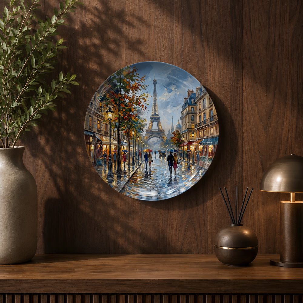 Global Classics Parisian Stroll ceramic wall plate celebrating the romance of Paris.