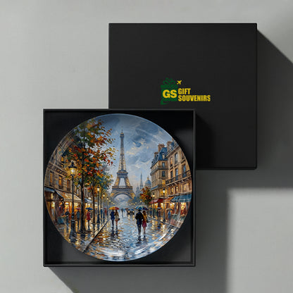 Parisian Stroll ceramic wall plate inspired by the timeless beauty and romance of Paris.