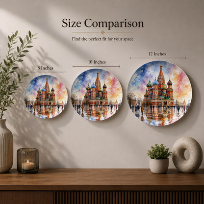 Historic Moscow landmark artwork printed on a premium ceramic wall plate.