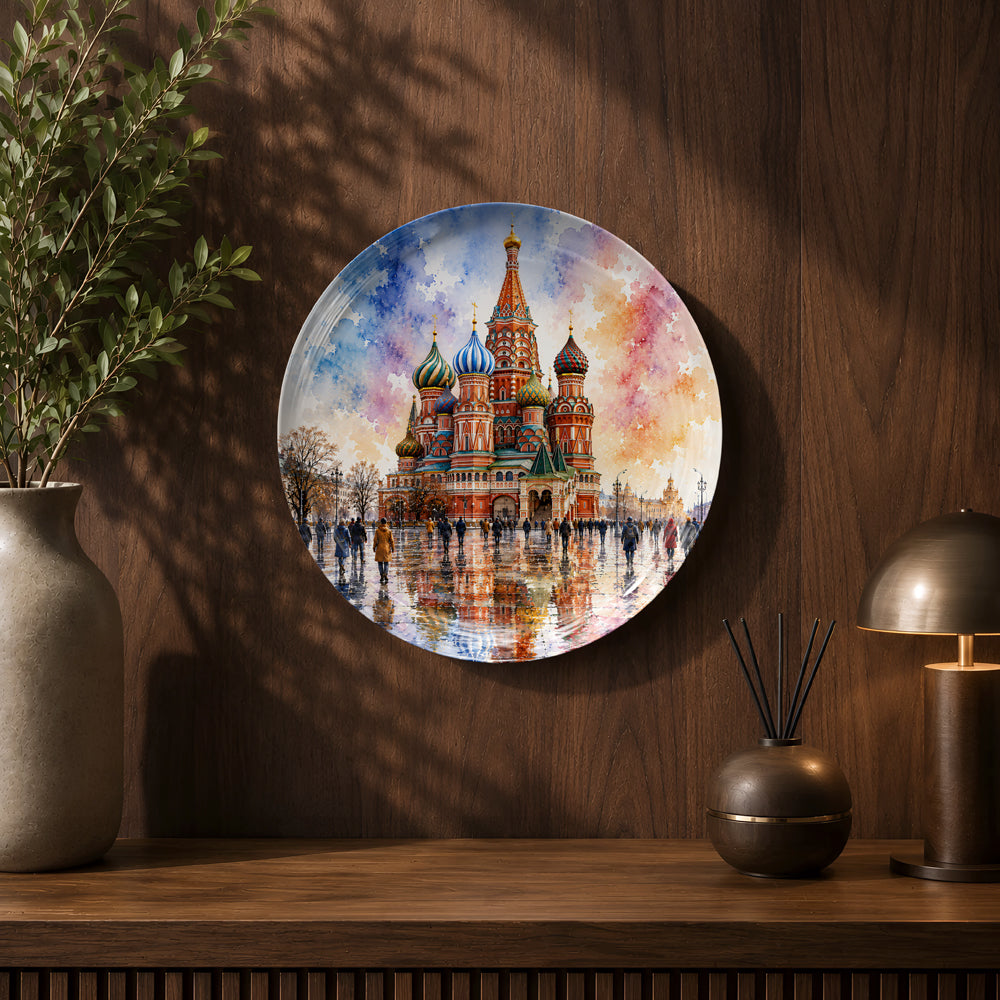 Global Classics Ruby Domes ceramic wall plate celebrating Russia's iconic cathedral.