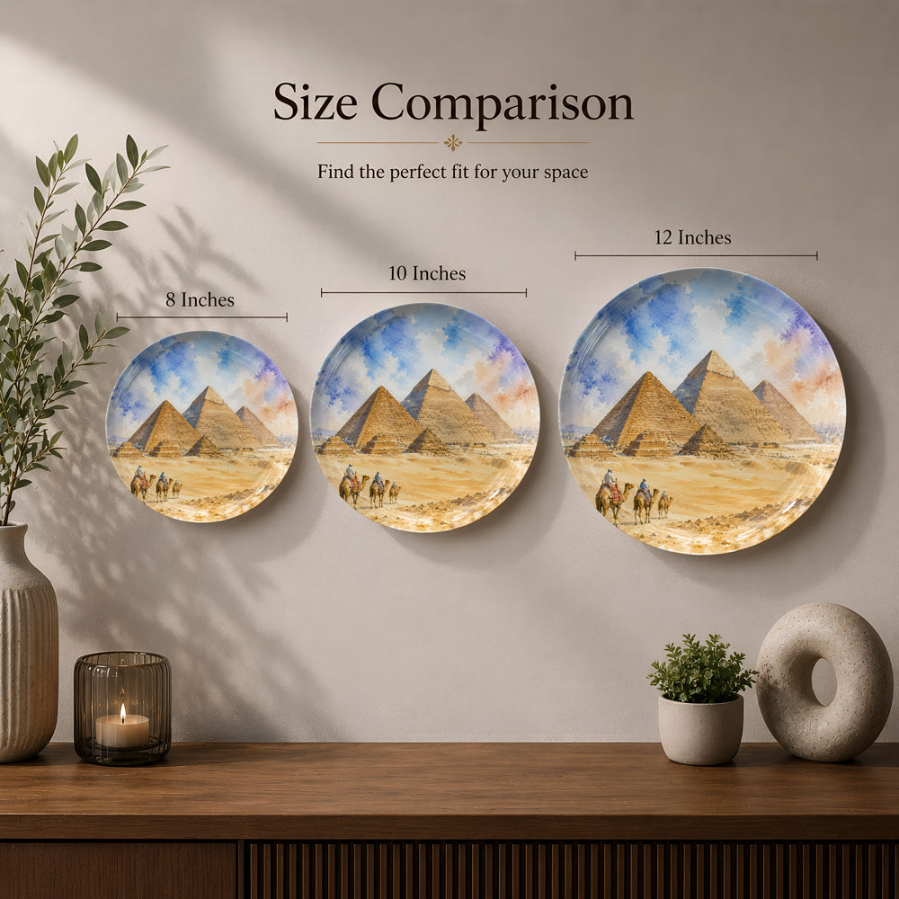 Ancient Egyptian landmark artwork printed on a premium ceramic wall plate.