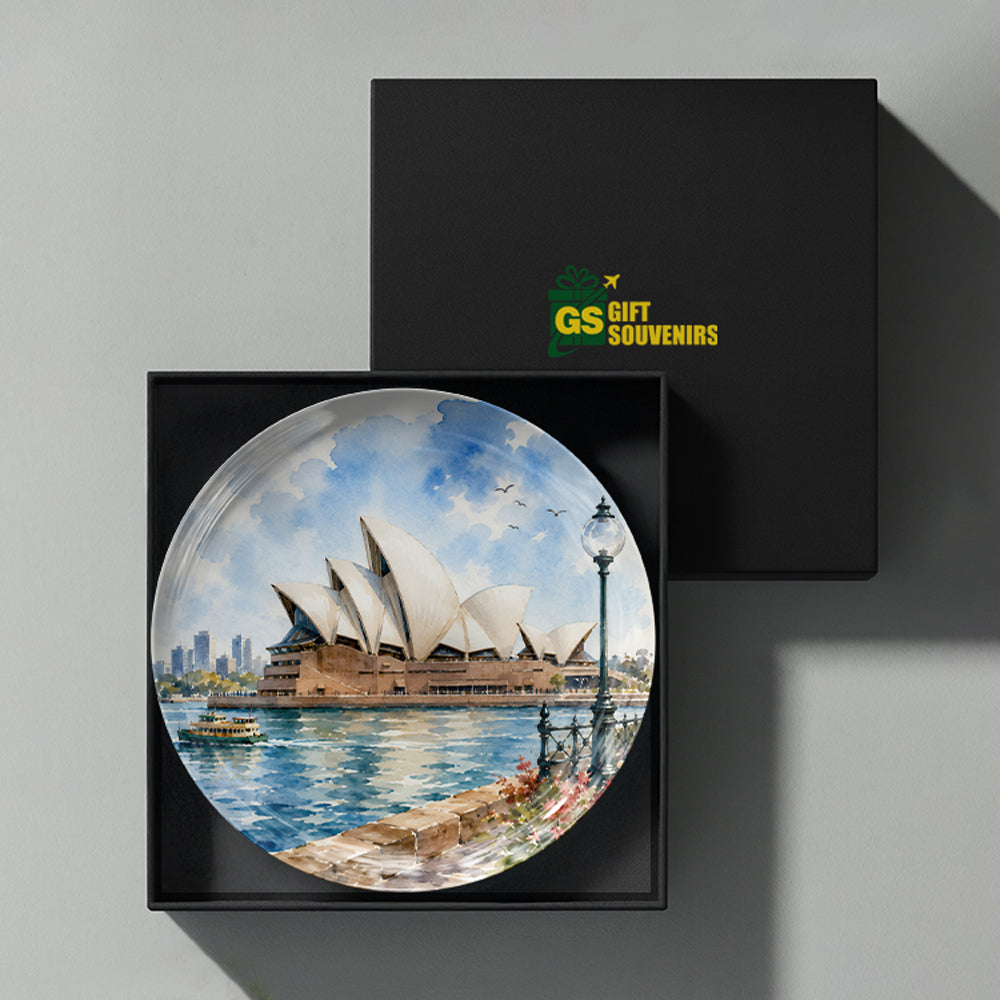 Harbour Harmony ceramic wall plate inspired by the timeless beauty of the Sydney Opera House.