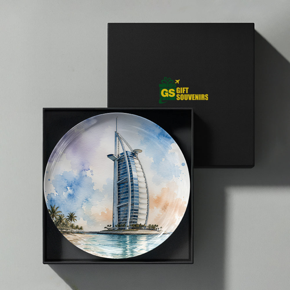 Desert Sail ceramic wall plate inspired by the timeless elegance of the Burj Al Arab.