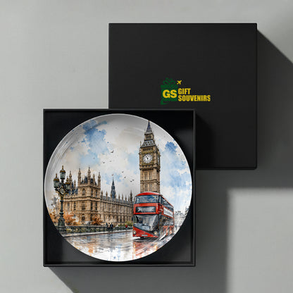 London Legacy ceramic wall plate inspired by the timeless beauty of Big Ben and Westminster.