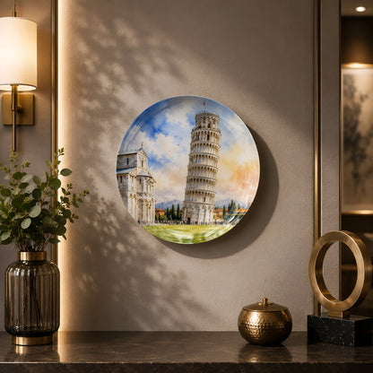 Global Classics Tuscan Tilt ceramic wall plate celebrating Italy's iconic architectural landmark.