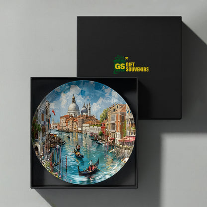 Venetian Reverie ceramic wall plate with classic Italian architecture and tranquil waterways