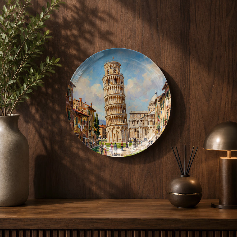 Global Classics Leaning Legacy ceramic wall plate with Tuscany's iconic architectural masterpiece.