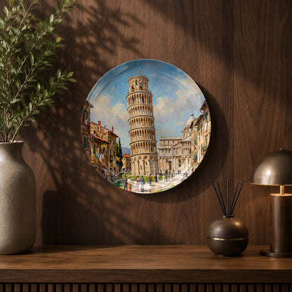 Global Classics Leaning Legacy ceramic wall plate with Tuscany's iconic architectural masterpiece.