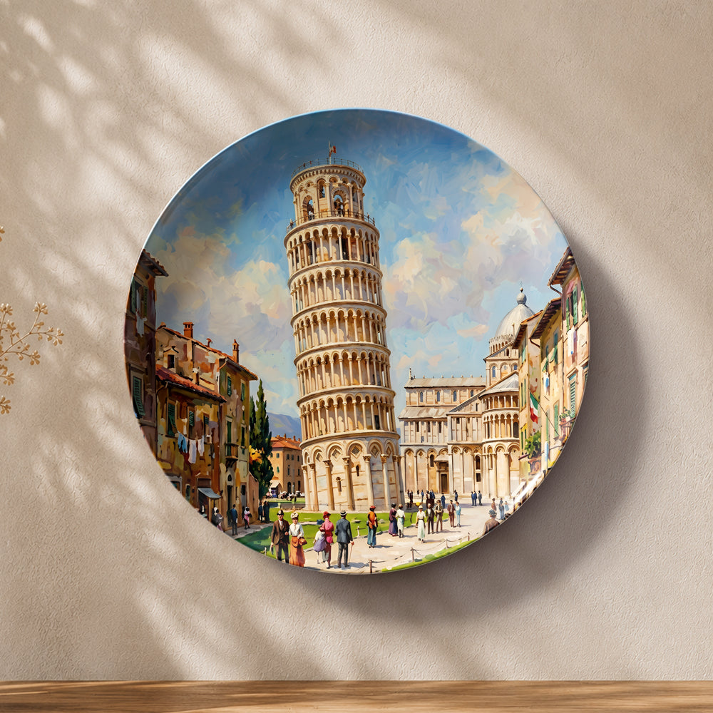 Scenic Italian architecture artwork printed on a premium glossy ceramic wall plate.