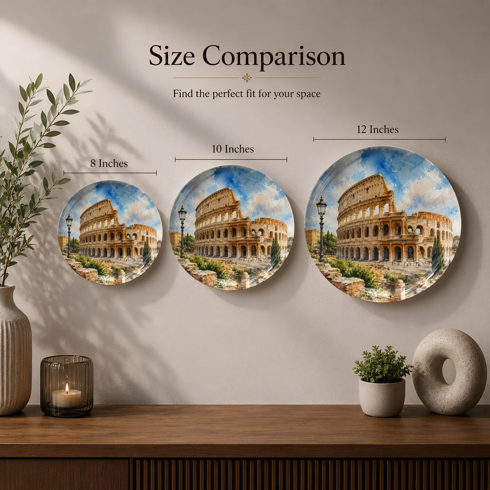 Elegant Rome landmark artwork printed on a premium ceramic wall plate.