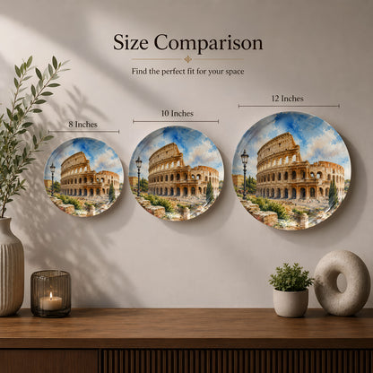 Elegant Rome landmark artwork printed on a premium ceramic wall plate.
