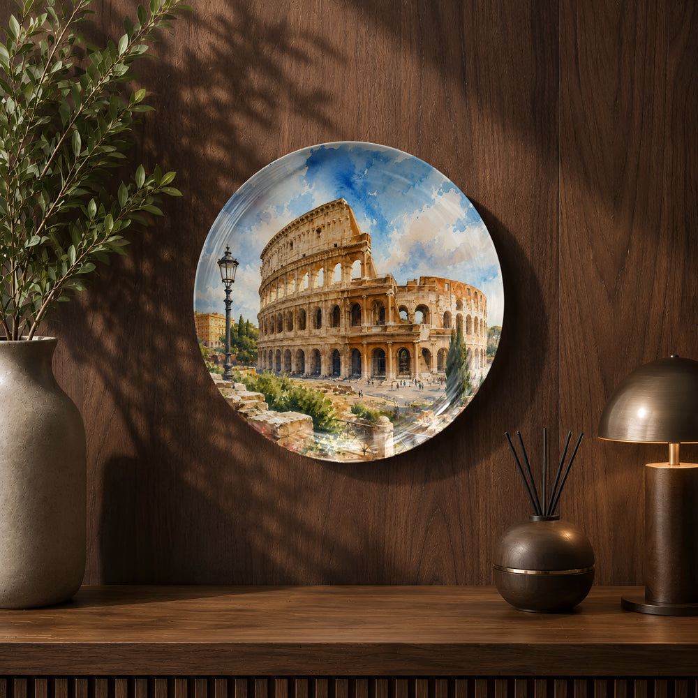 Global Classics Eternal Colosseum ceramic wall plate celebrating Italy's historic landmark.