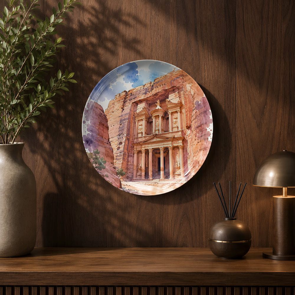 Global Classics Rose Treasury ceramic wall plate celebrating the UNESCO World Heritage Site of Petra.