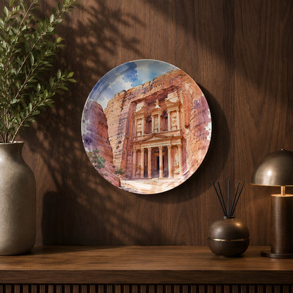 Global Classics Rose Treasury ceramic wall plate celebrating the UNESCO World Heritage Site of Petra.