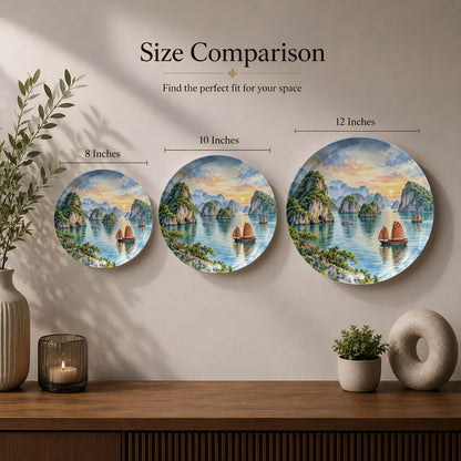 Premium Halong Bay ceramic wall plate celebrating Vietnam's natural beauty, islands and coastal scenery