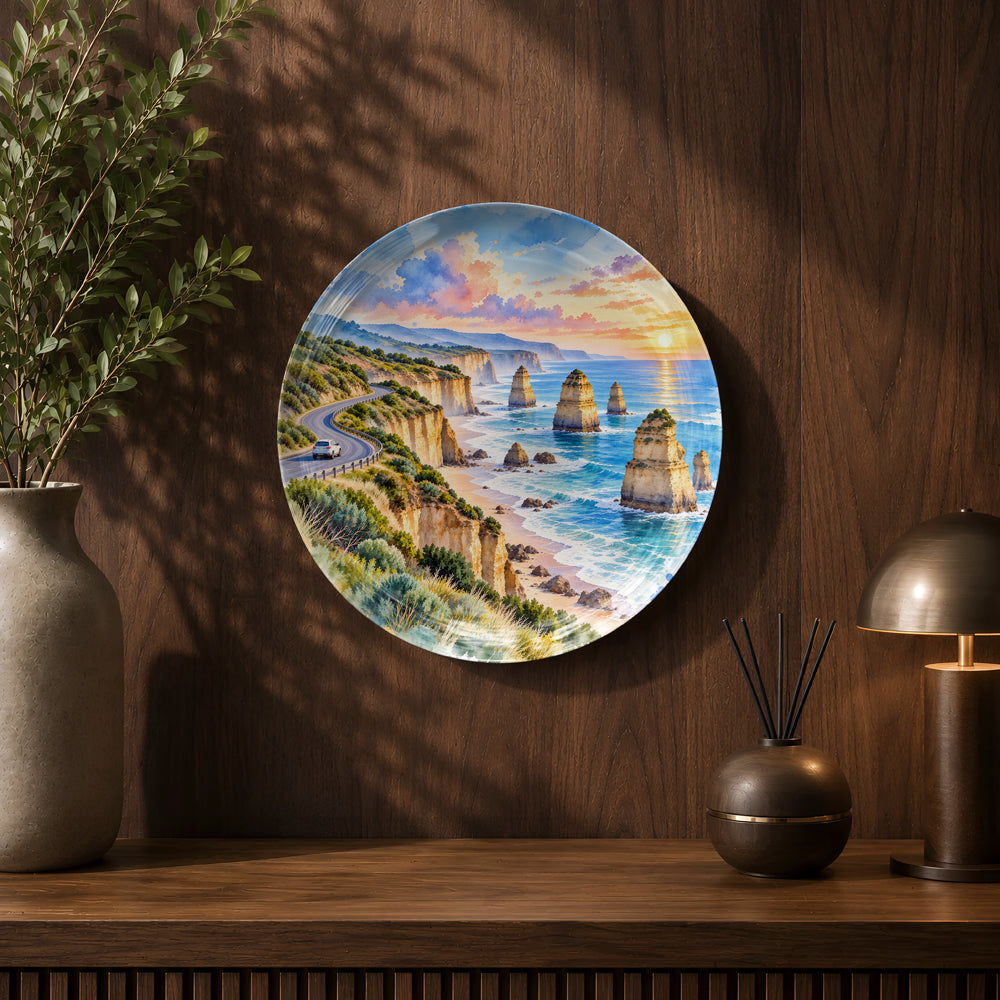 Australia ceramic wall plate souvenir with premium gift box and Great Ocean Road scenic artwork