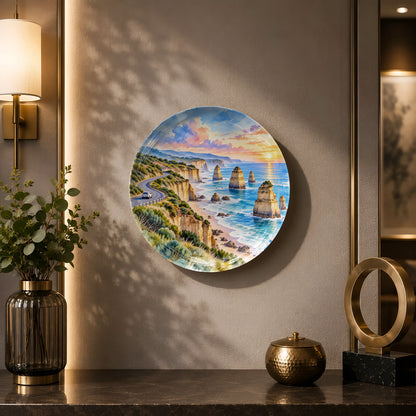 Coastal Majesty ceramic wall plate inspired by Australia's Great Ocean Road and spectacular coastline