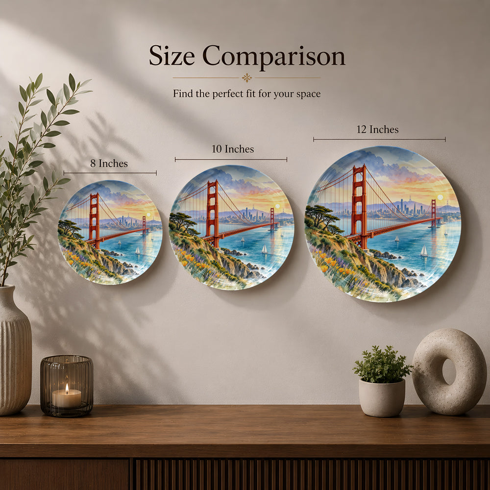 Premium Golden Gate Bridge ceramic wall plate celebrating San Francisco Bay and coastal beauty