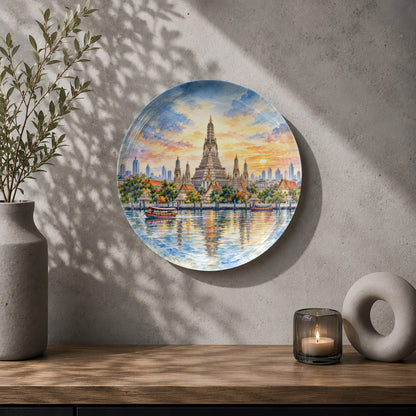 Thailand travel souvenir ceramic wall plate for cultural and scenic home décor