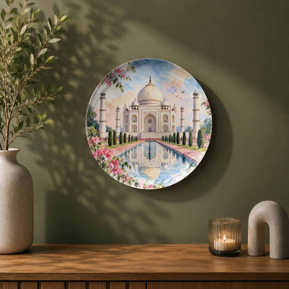 Taj Mahal ceramic wall plate souvenir for Indian heritage home décor and meaningful gifting