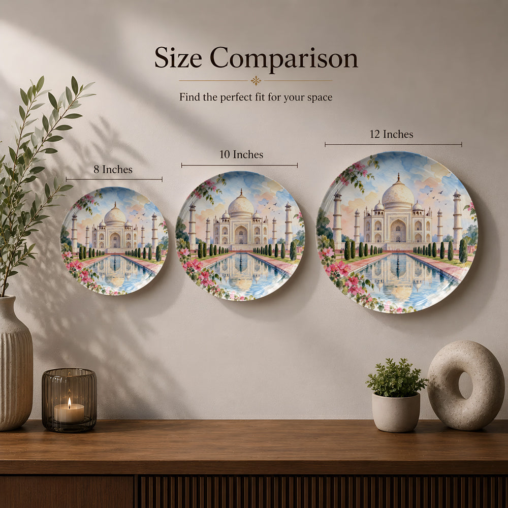 Premium Taj Mahal ceramic wall plate celebrating India's architecture, heritage, love and timeless beauty