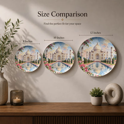 Premium Taj Mahal ceramic wall plate celebrating India's architecture, heritage, love and timeless beauty