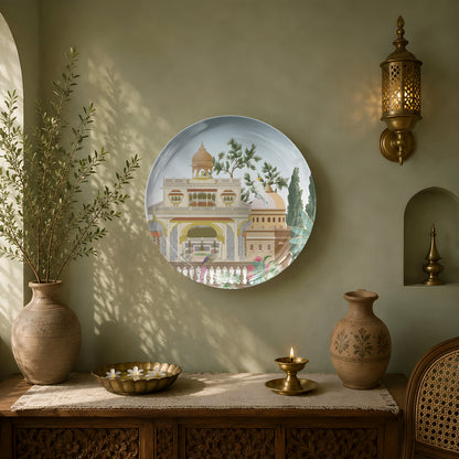 Museum-quality ceramic wall plate inspired by India's royal heritage and magnificent palace courtyards.