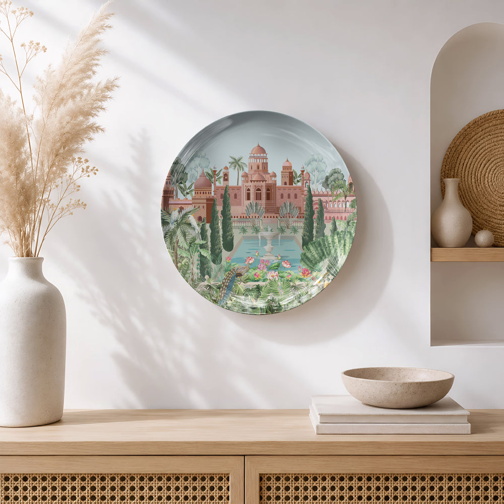 Premium glossy ceramic wall décor inspired by Mughal and Rajput garden traditions.