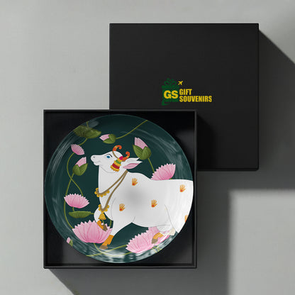 Lotus Guardian premium ceramic wall plate inspired by Indian devotional art and timeless heritage décor.