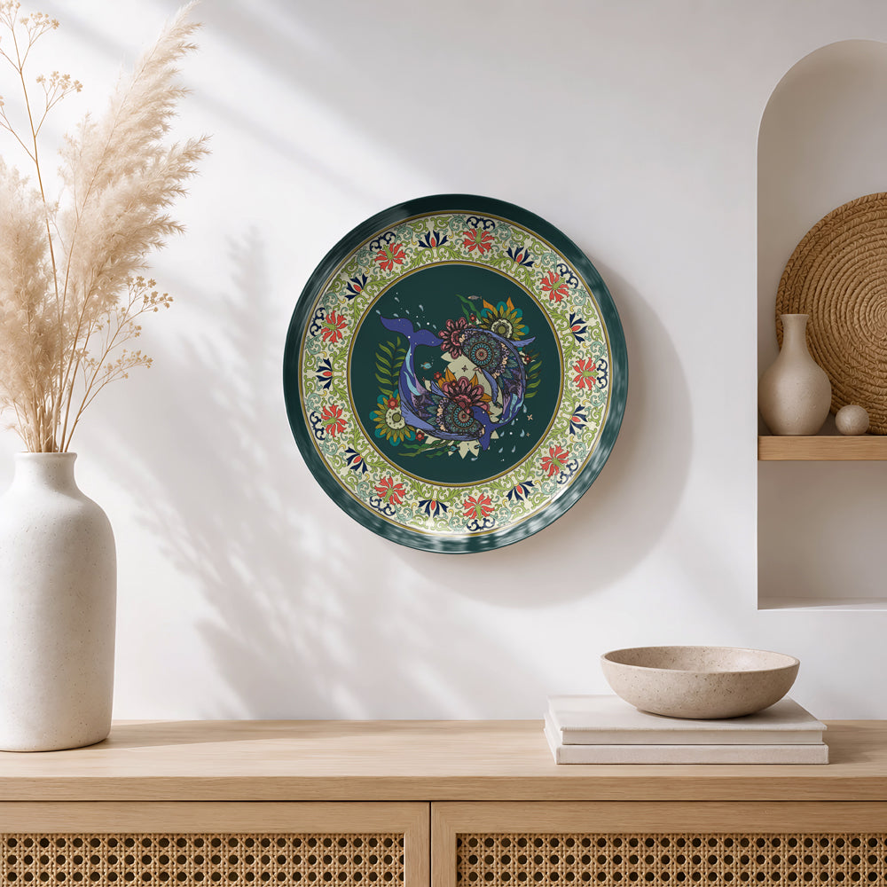 Luxury ceramic wall plate celebrating Indian decorative heritage with handcrafted botanical motifs.