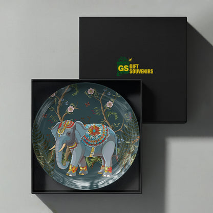 Regal Elephant premium ceramic wall plate inspired by Indian wildlife, palace traditions and decorative art.