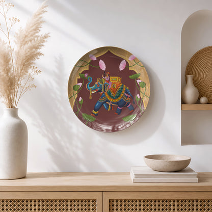Ready-to-display ceramic wall plate celebrating India's royal heritage with an ornamental elephant.