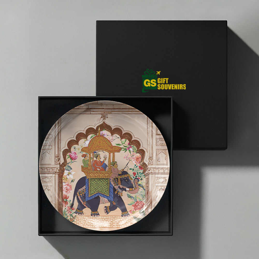 Royal Howdah premium ceramic wall plate showcasing India's royal traditions, palace architecture and artistic heritage.