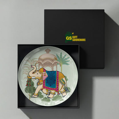 Elephant of the Court premium ceramic wall plate celebrating India's regal traditions and timeless artistic heritage.