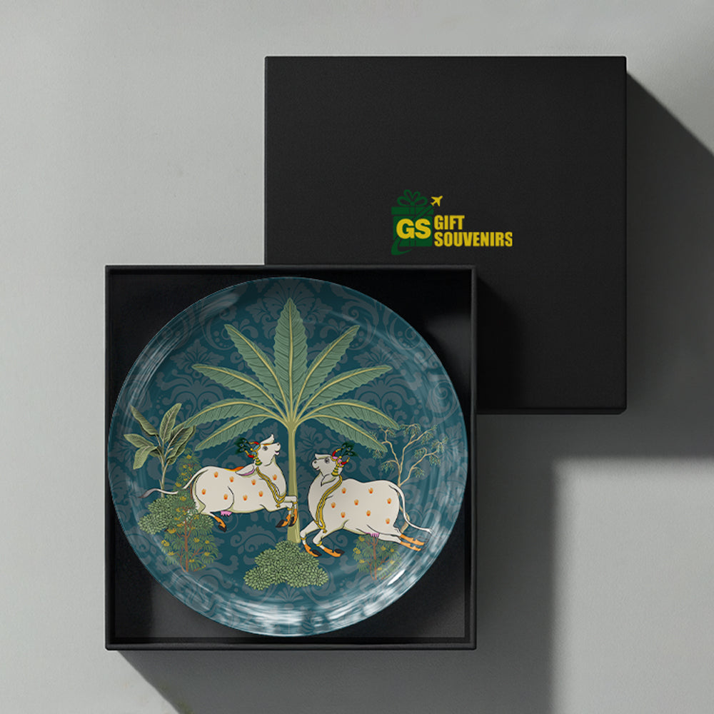 Pichwai Elegance premium ceramic wall plate celebrating India's devotional art and timeless cultural heritage.