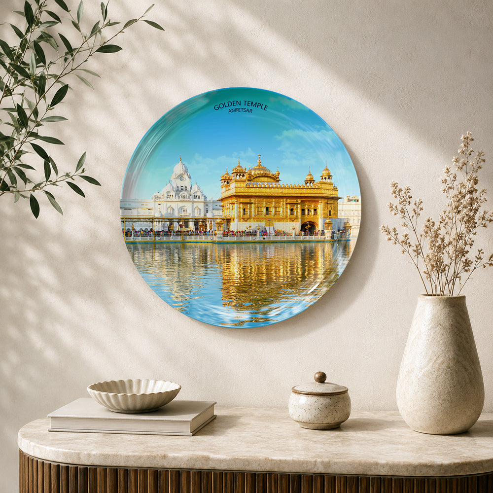 Golden Temple ceramic wall plate souvenir for Amritsar-inspired home décor and meaningful gifting