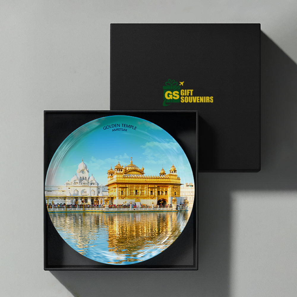 Premium Golden Temple Amritsar ceramic wall plate celebrating Punjab heritage, spirituality and architecture